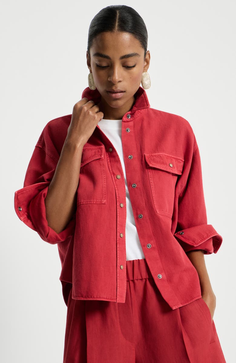 Brunello Cucinelli Garment-dyed cover shirt, Alternate, color, Red