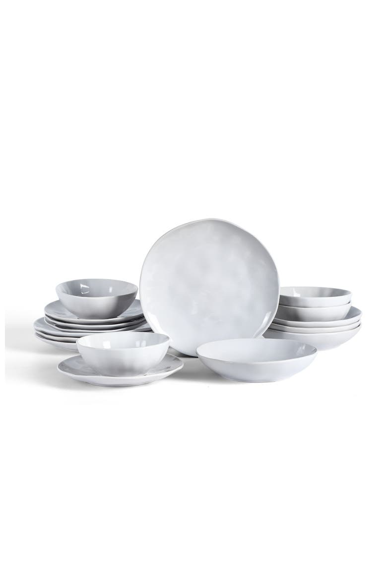 Harper Stoneware 16-Piece Dinnerware Set, Main, color, White