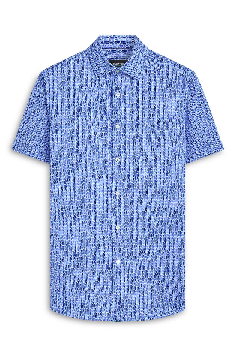 Bugatchi Milo OoohCotton<sup>®</sup> Abstract Print Short Sleeve Button-Up Shirt, Alternate, color, 