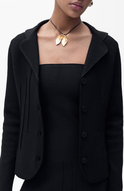 Knit Jacket with Lapel Collar
