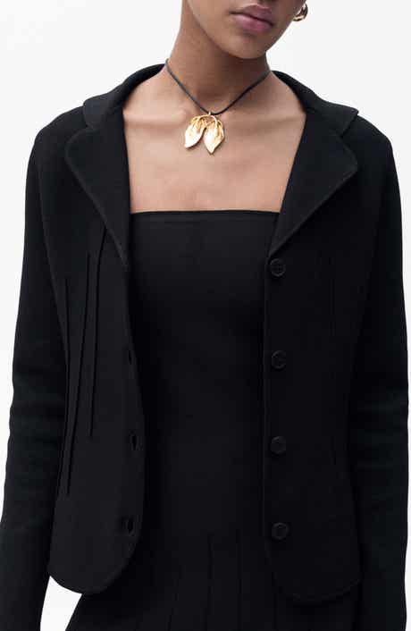 MANGO Knit Jacket with Lapel Collar