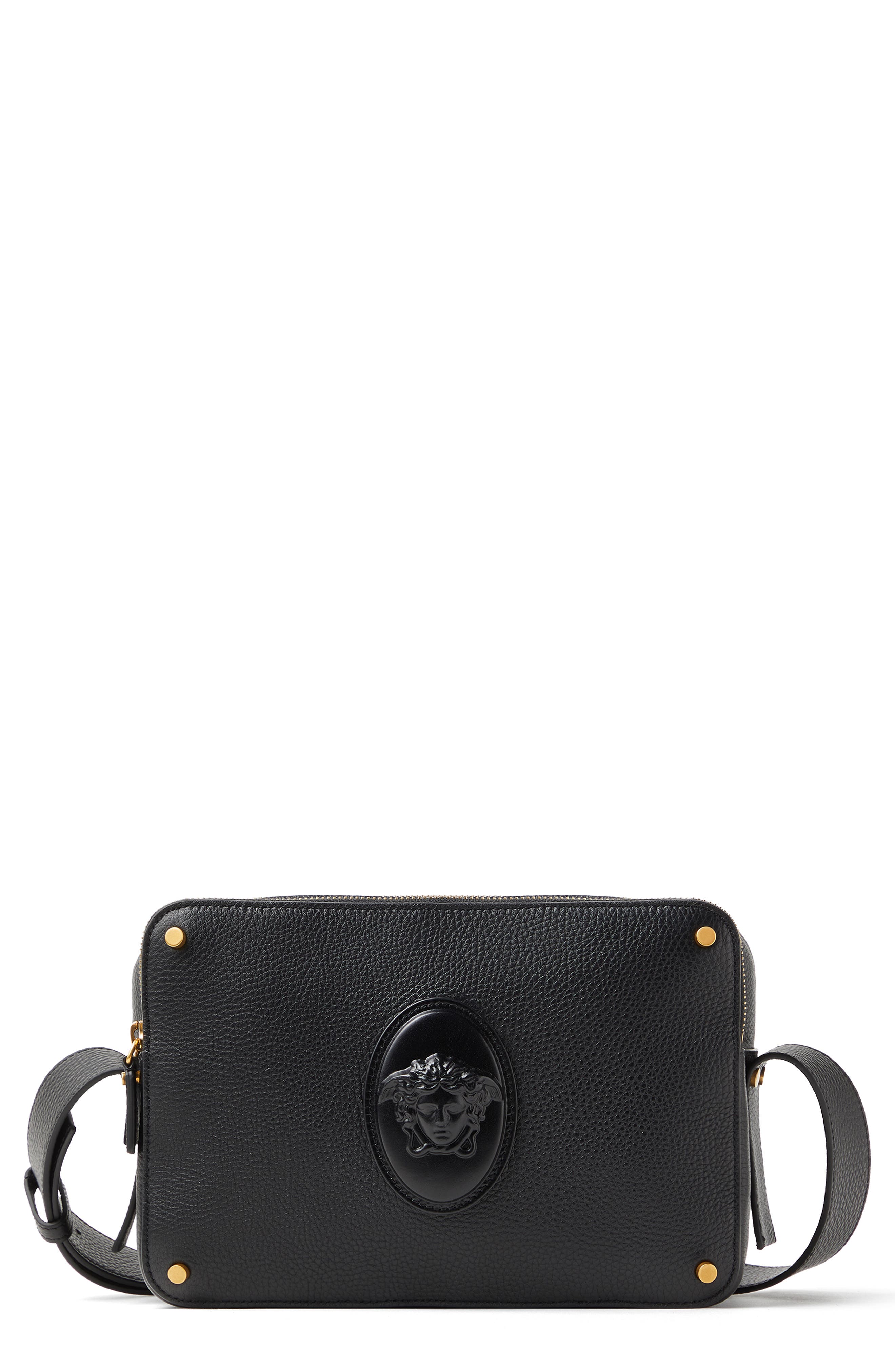 Lou Leather Crossbody Bag, Main, color, BLACK GOLD 82