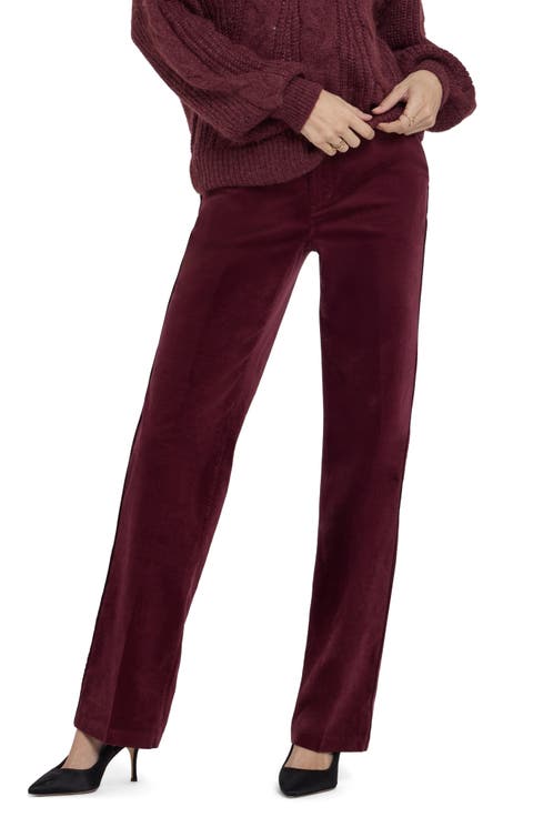 Straight Leg Velveteen Trouser Pants