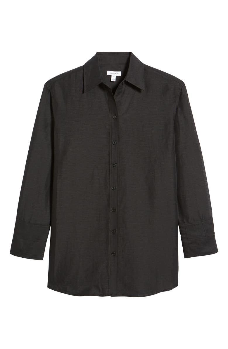 Nordstrom Long Sleeve Linen Blend Blouse, Alternate, color,