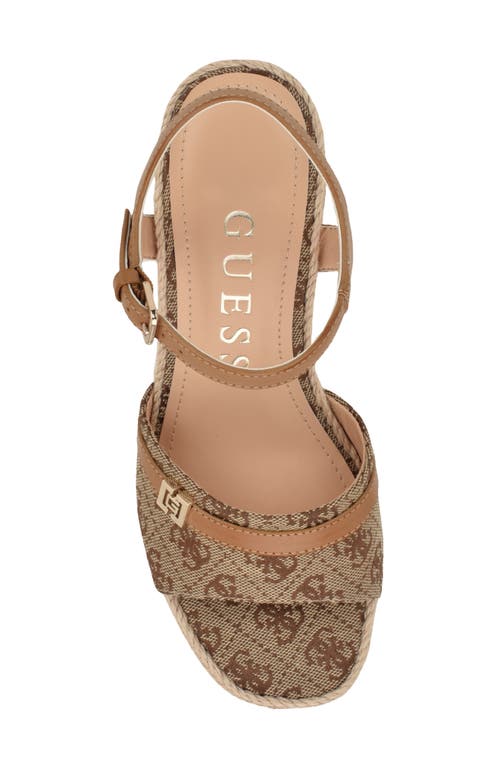 Guess Taani Platform Wedge Sandal In Medium Brown