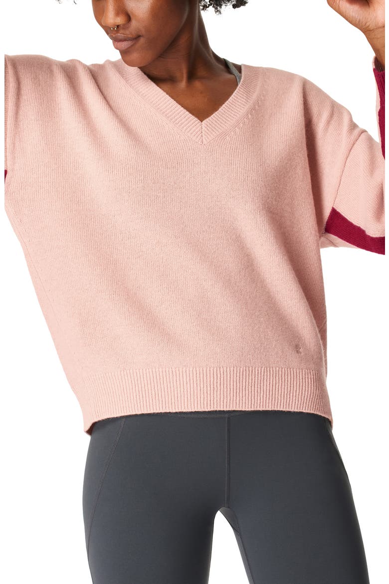 Recline Wool V-Neck Sweater, Main, color, FAWN PINK