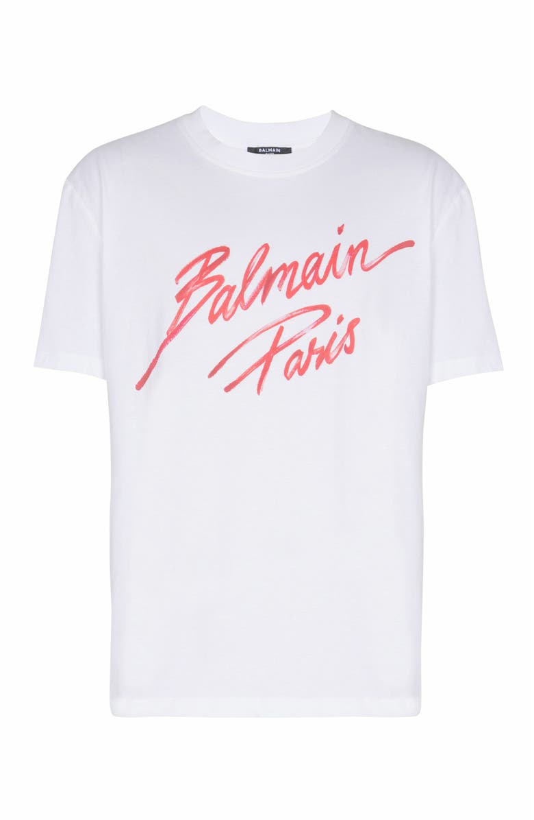Balmain T-Shirt With Balmain Lipstick Print, Alternate, color, Red
