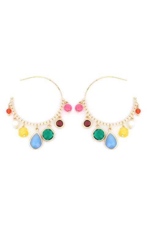 Mutli Stone Hoop Earrings