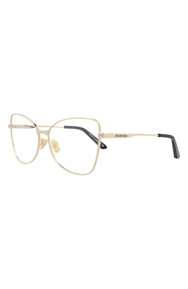 Balenciaga 59mm Cat Eye Optical Glasses, Alternate, color, Gold Gold Transparent