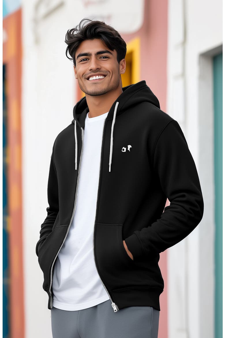 Panda Zip Hoodie, Alternate, color, Black