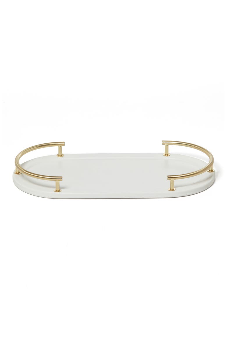 Dubai Brass Trim Amenity Tray, Main, color, WHITE