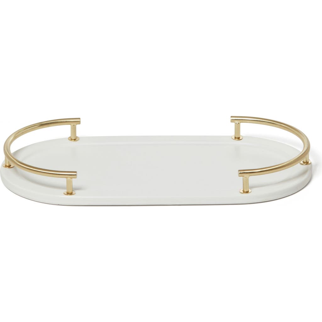 Roselli Trading Company Dubai Brass Trim Amenity Tray In White