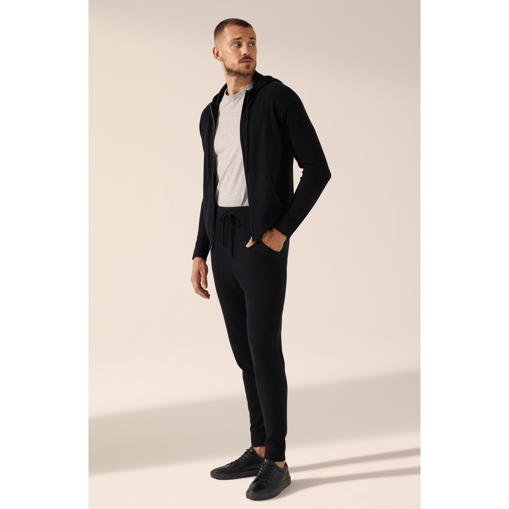 Italic Tyler Cashmere Zip Hoodie In Black