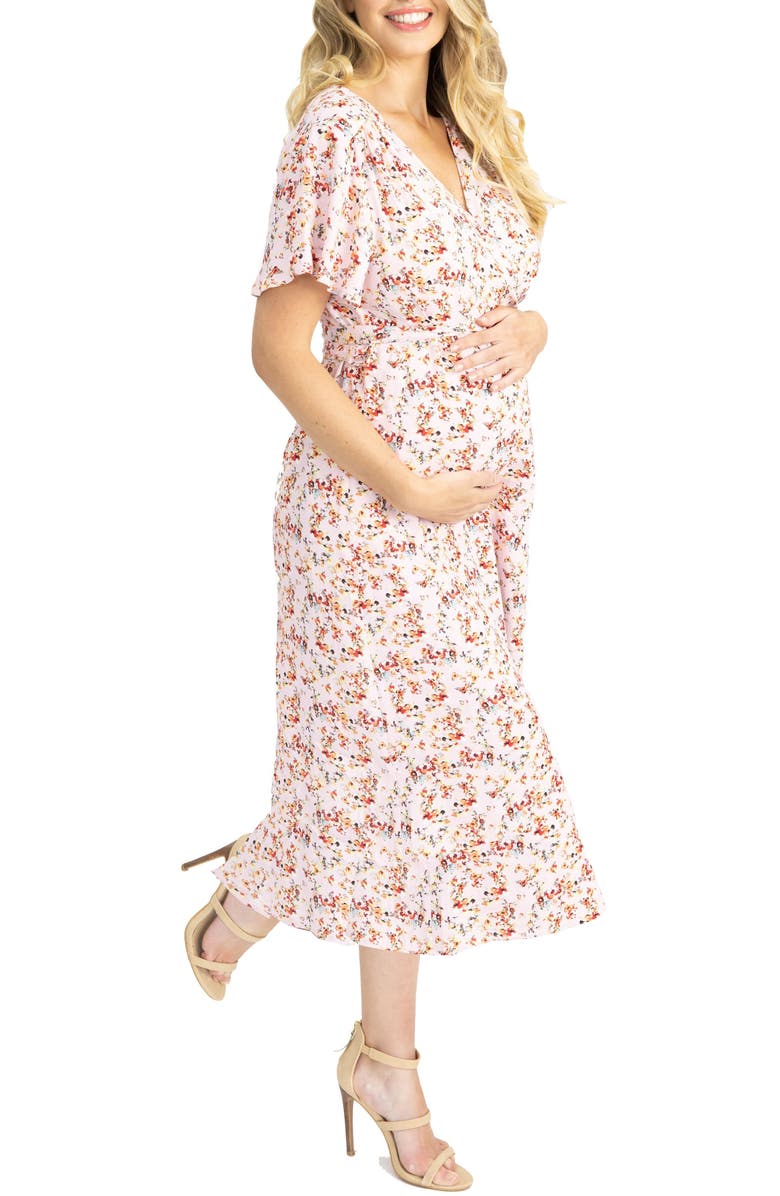 Angel Maternity Floral Maternity/Nursing Wrap Dress, Alternate, color, 
