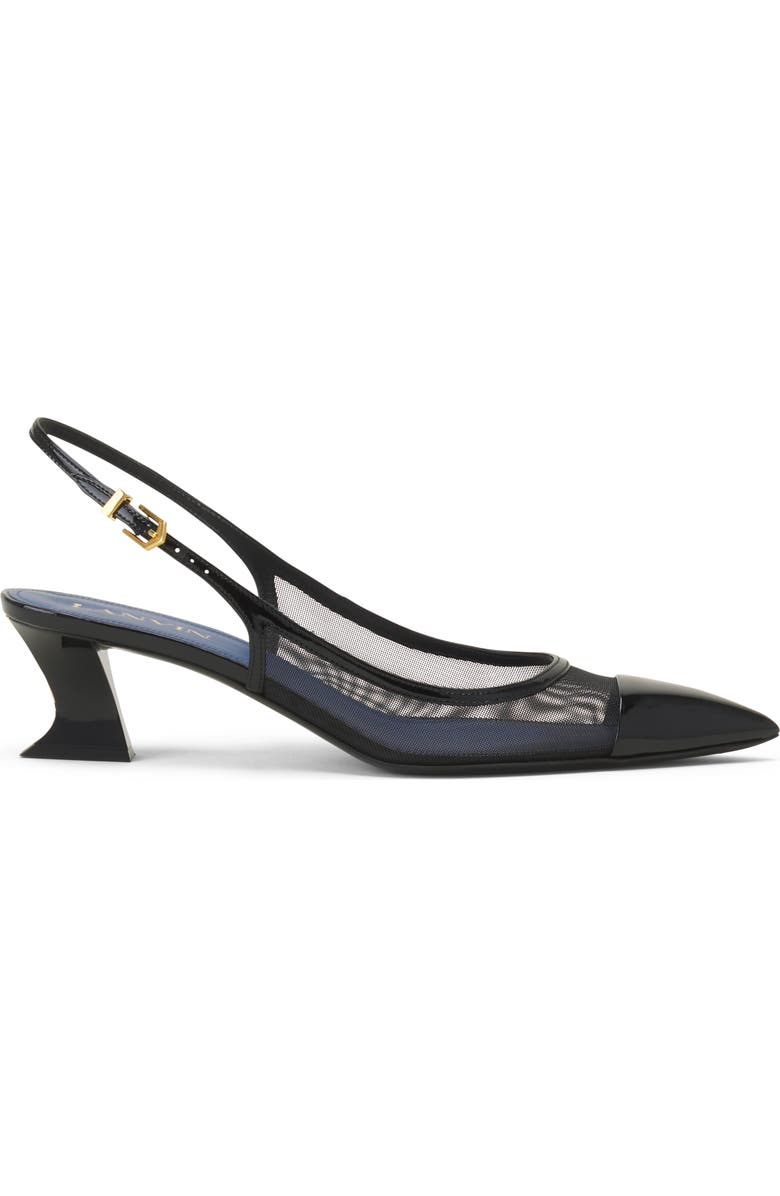 Lanvin Nocturne Slingback In Mesh And Patent Leather, Main, color, Black