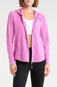 DKNY Slub Waffle Knit Zip Hoodie