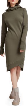 Marcella Walker Long Sleeve Hooded Sweatshirt Dress