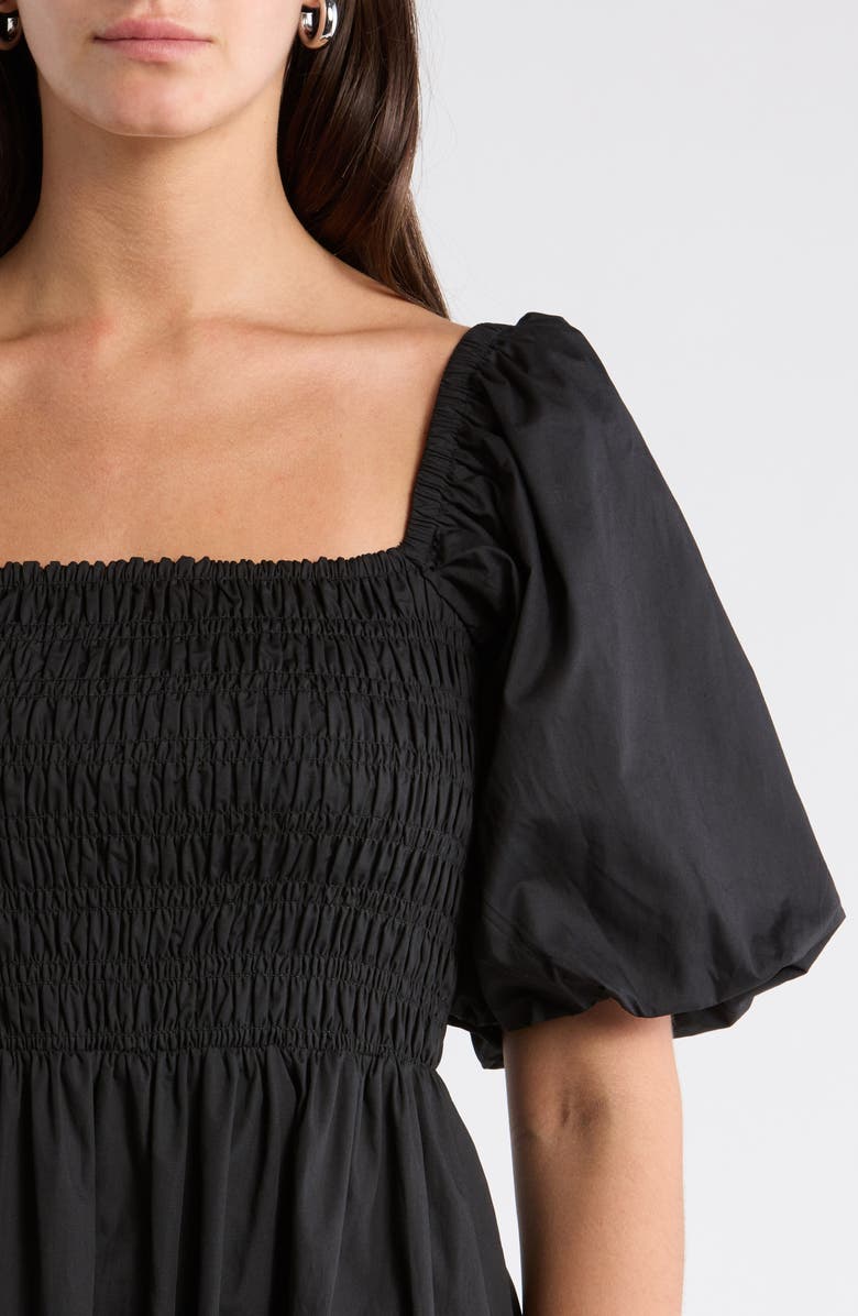 SUGARLIPS Sonia Bubble Sleeve Smocked Midi Dress, Alternate, color, Black