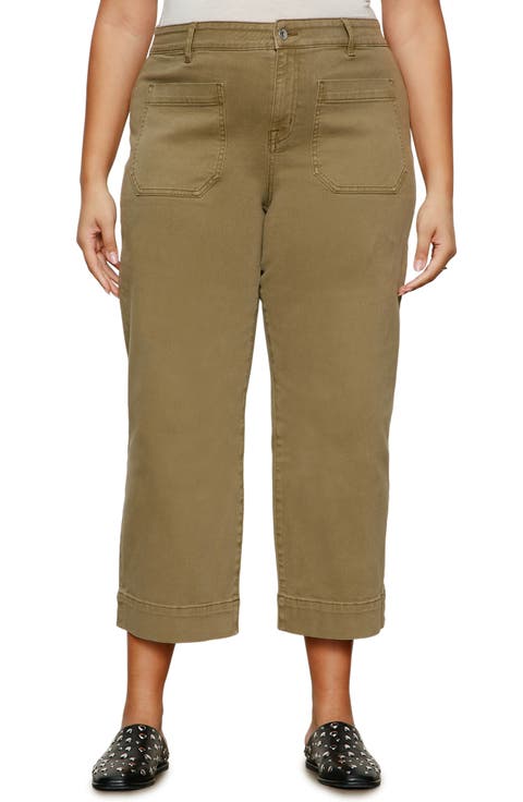 The Marine Crop Wide Leg Jeans (Fatigue) (Plus)