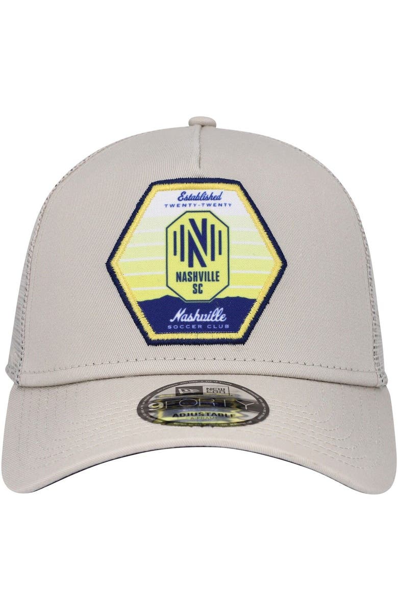 New Era Men's New Era Khaki Nashville SC Established Patch 9FORTY A-Frame Trucker Adjustable Hat, Alternate, color, Khaki