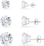 Queen Jewels Sterling Silver CZ 3-Pack Stud Earrings