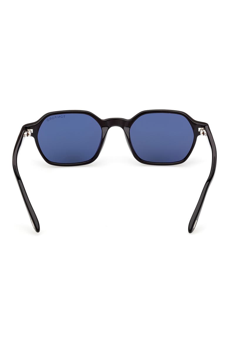 Joey-02 51mm Geometric Sunglasses, Alternate, color, SHINY BLACK T LOGO BLUE LENS