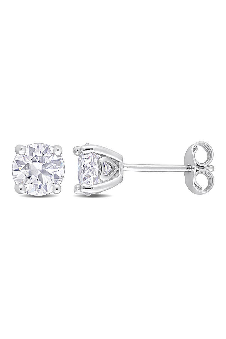 Sterling Silver Round Lab Created Moissanite Stud Earrings, Main, color, SILVER