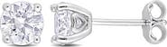 DELMAR Sterling Silver Round Lab Created Moissanite Stud Earrings