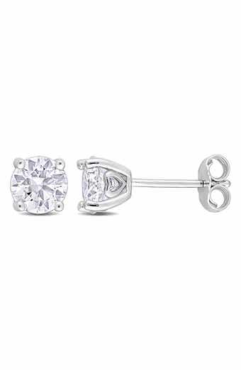 Sterling Silver Round Lab Created Moissanite Stud Earrings