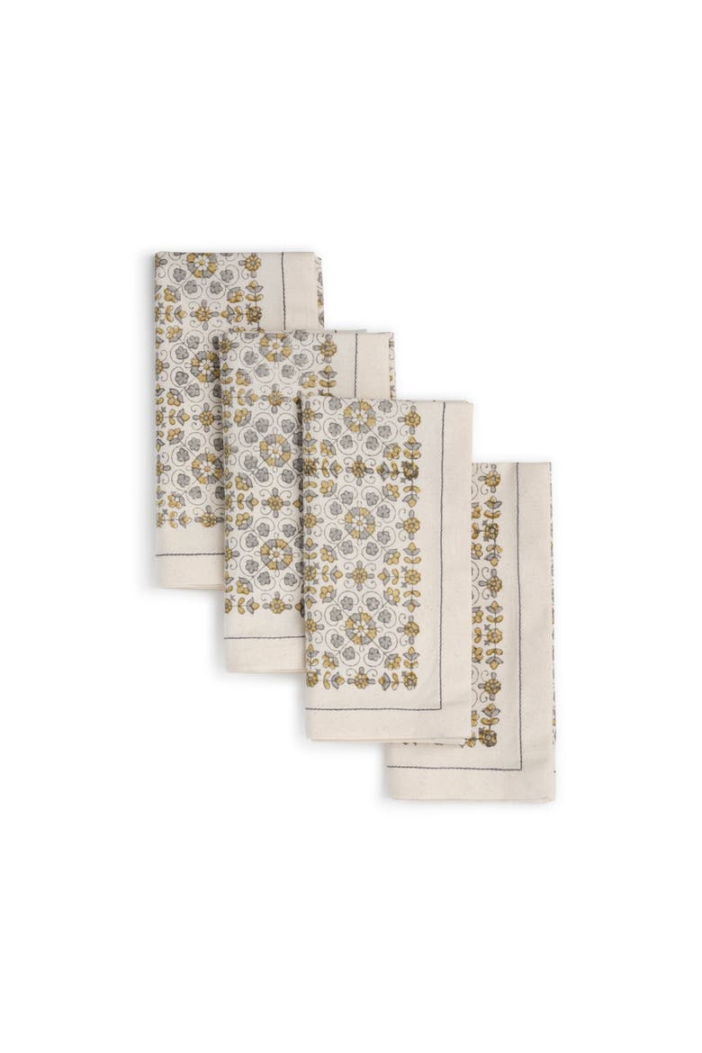 Streamline Hand Block Printed Napkins - Set of 4, Main, color, IVY WATERS