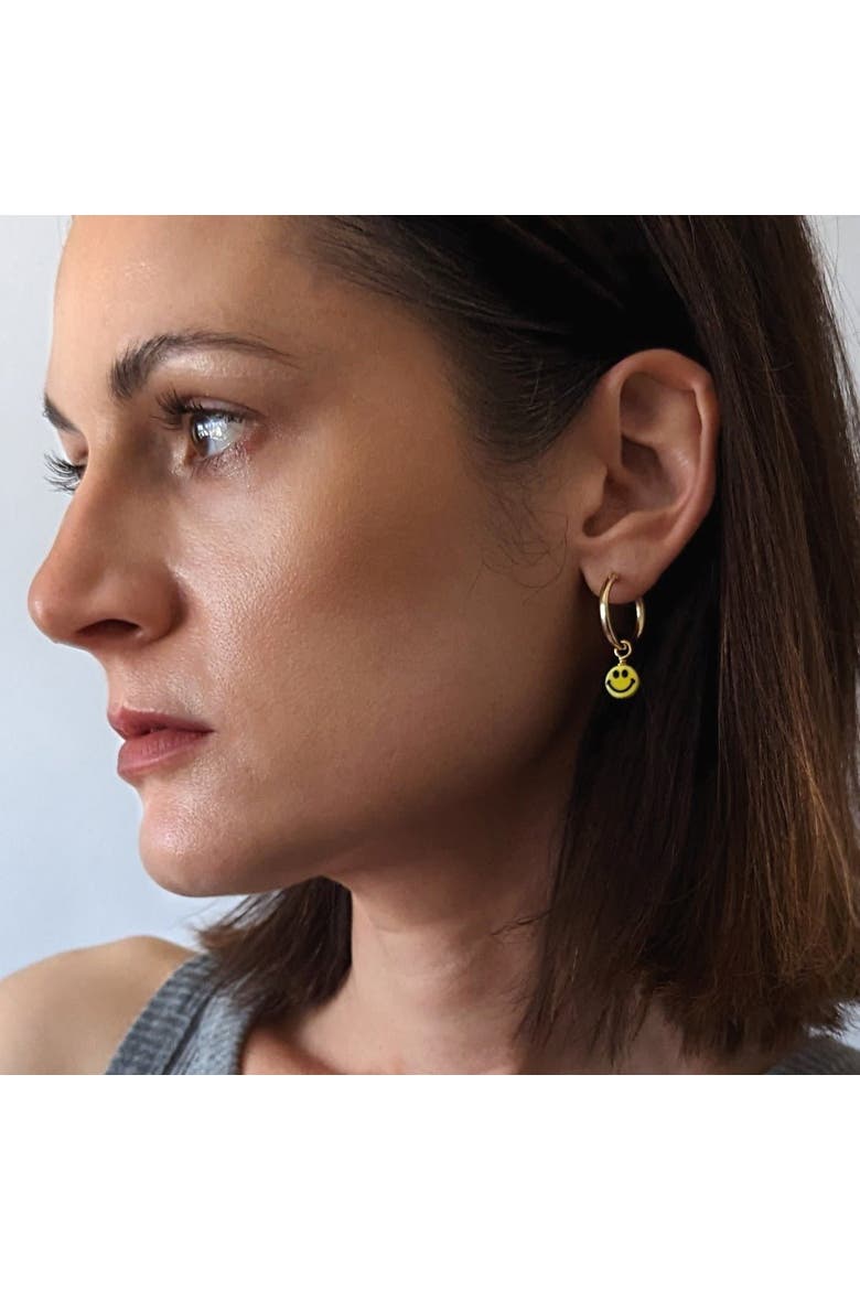 Charm Hoop Earrings, Alternate, color, Smilies