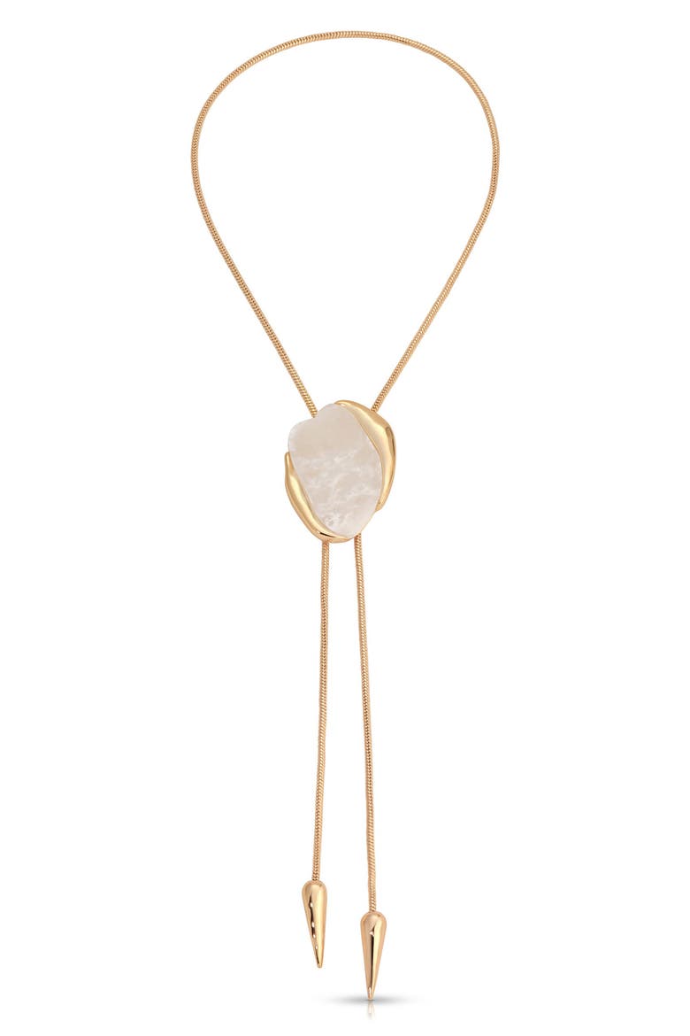 Stone Statement Bolo Necklace, Main, color, BONE