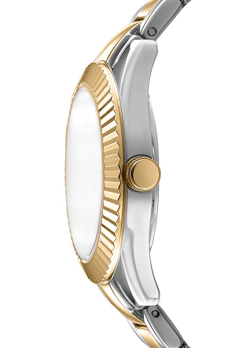 Logo Ridged Bezel Bracelet Watch, 30mm, Alternate, color, DARK GREEN