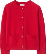 Burberry Girls' Check Patch Wool Cashmere Cardigan