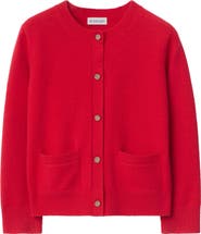 Burberry Girls' Check Patch Wool Cashmere Cardigan