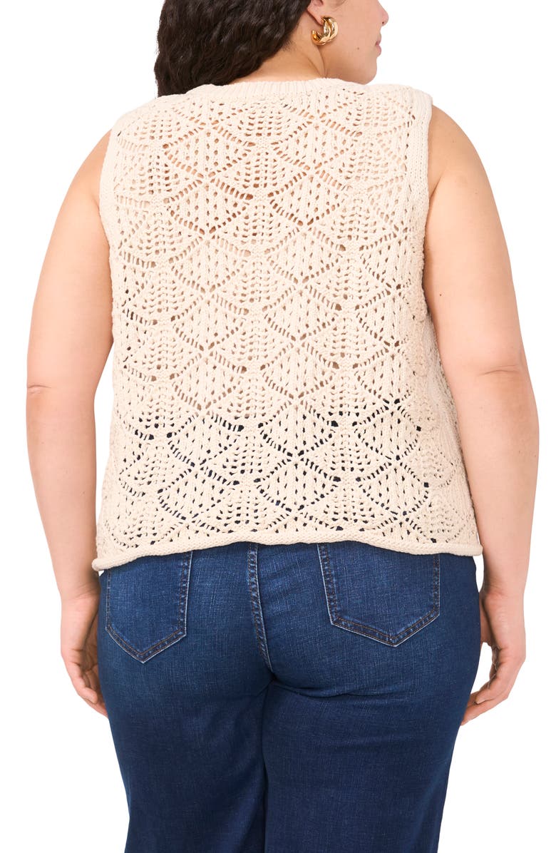Vince Camuto Open Stitch Sleeveless Sweater, Alternate, color, Birch