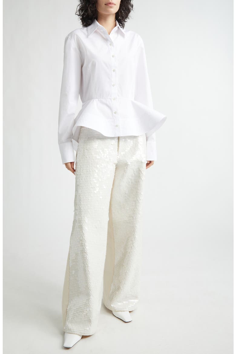 Opalescent Sequin Wide Leg Jeans, Alternate, color, IVORY WHITE DENIM