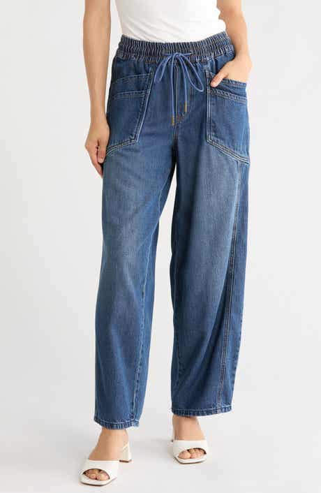 Drawstring Barley Barrel Leg Jeans