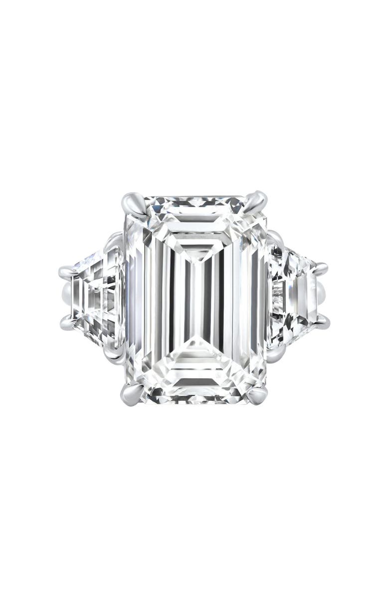 Bliss Diamond Certified 11.90Ct Emerald Diamond & Trapezoid Engagement Ring Lab Grown 14k Gold, Main, color, 