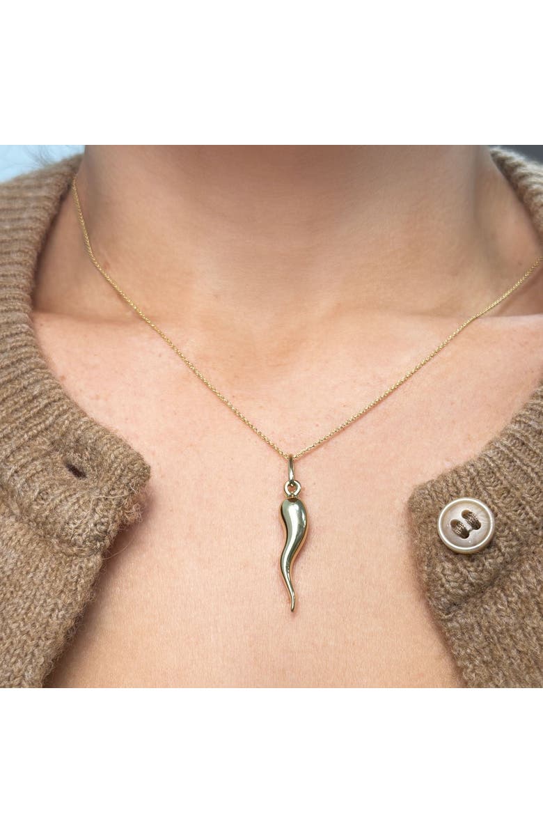 The Lovery Fine Jewelry Gold Horn Necklace, Alternate, color, Yellow Gold