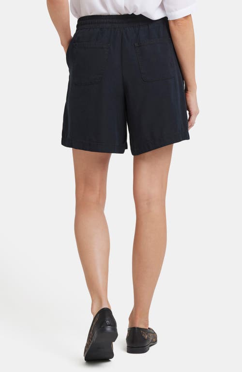 Nydj Jayne Denim Ankle Wide Leg Drawstring Shorts In Overdye Black