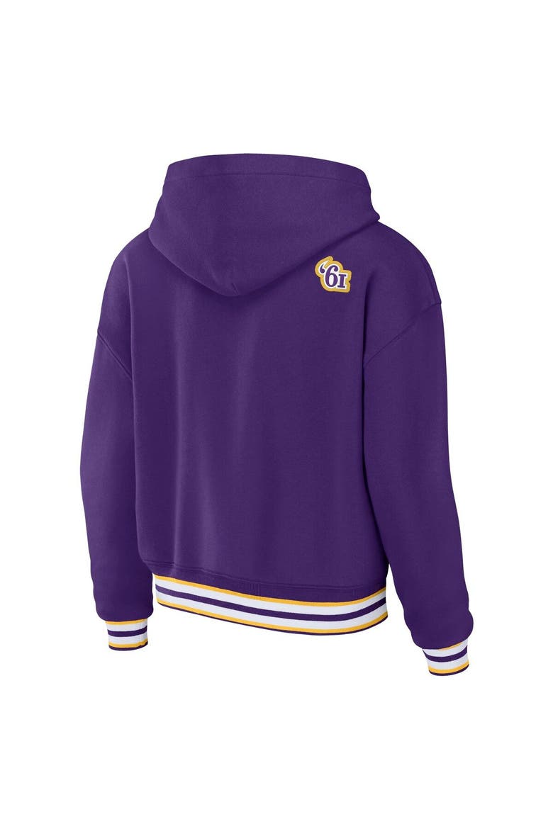Women's WEAR by Erin Andrews Purple Minnesota Vikings Lace-Up Pullover Hoodie, Alternate, color, Purple