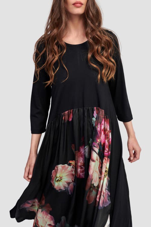 Alembika Dark Bloom A-line Midi In Black