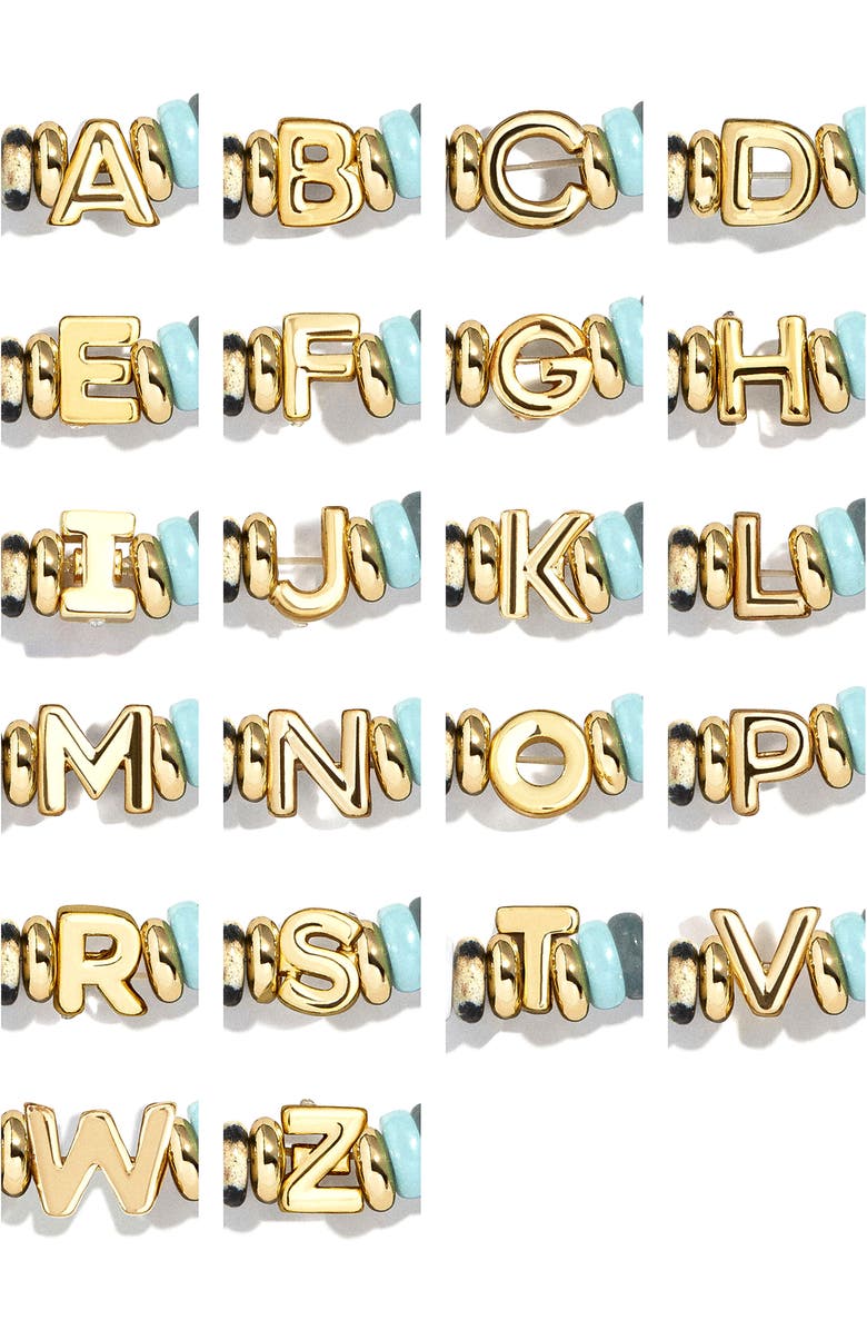 BaubleBar Amaris Semiprecious Initial Beaded Stretch Bracelet, Alternate, color, Multi - D