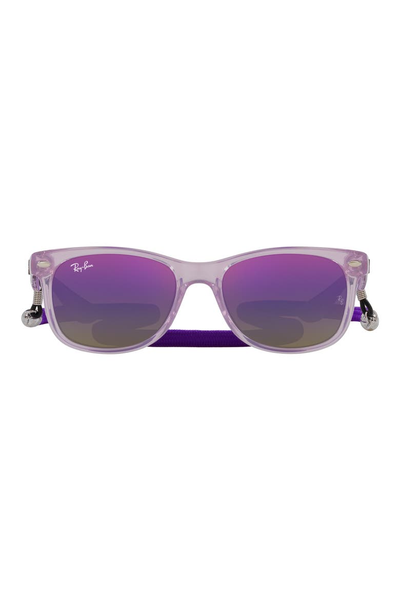 Kids' Junior Wayfarer 47mm Gradient Square Sunglasses, Main, color, GREEN MIRROR