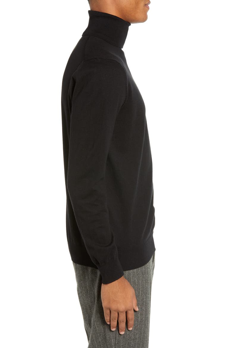 Regular Fit Stretch Cotton Turtleneck, Alternate, color, BLACK
