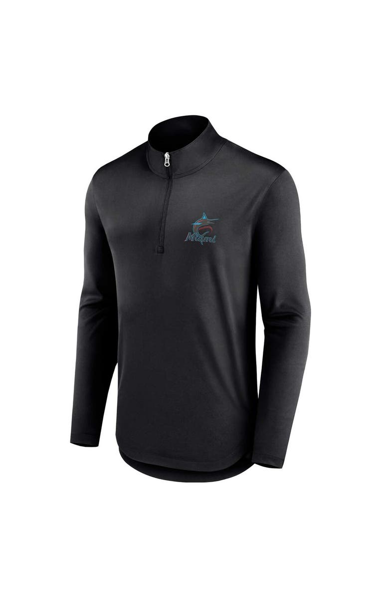 FANATICS Men's Fanatics Branded Black Miami Marlins Quarterback Quarter-Zip Top, Alternate, color, Black