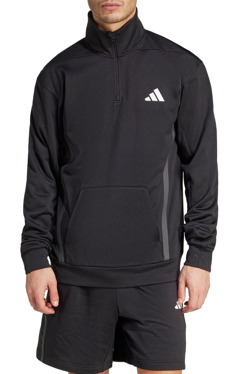 adidas Game & Go Team Issue Climacool Quarter Zip Pullover, Main, color, Black