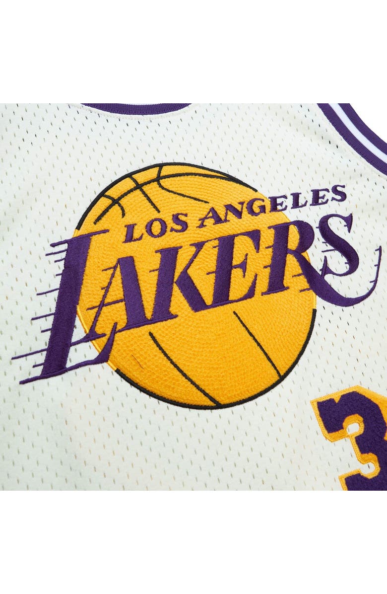 Mitchell & Ness Men's Mitchell & Ness Magic Johnson Cream Los Angeles Lakers Chainstitch Swingman Jersey, Alternate, color, 