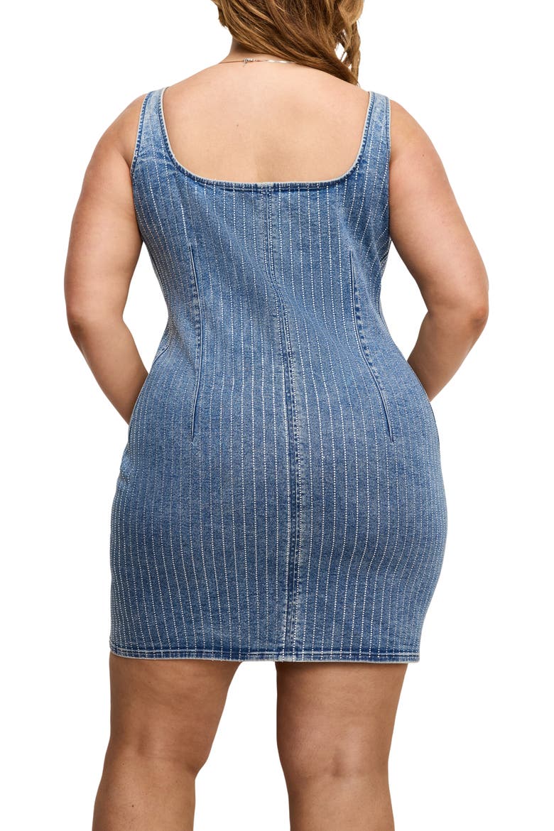 Rhinestone Denim Shift Dress, Alternate, color, INDIGO728